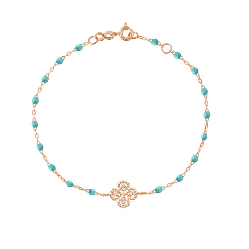 Gigi Clozeau - Lucky Clover Classic Gigi Turquoise Green diamond Bracelet, Rose Gold, 6.7