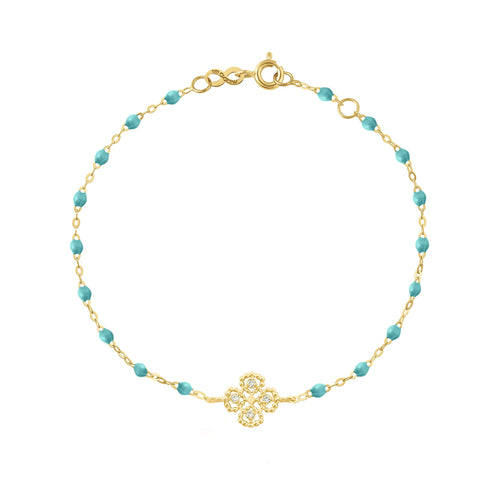 Gigi Clozeau - Lucky Clover Classic Gigi Turquoise Green diamond Bracelet, Yellow Gold, 6.7