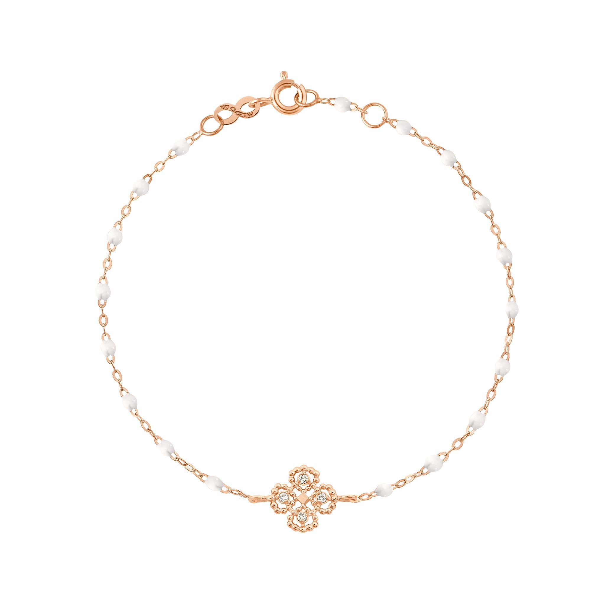 Gigi Clozeau - Lucky Clover Classic Gigi White diamond Bracelet, Rose Gold, 6.7"