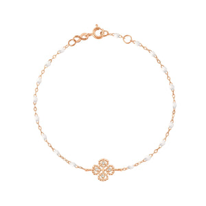Gigi Clozeau - Lucky Clover Classic Gigi White diamond Bracelet, Rose Gold, 6.7"