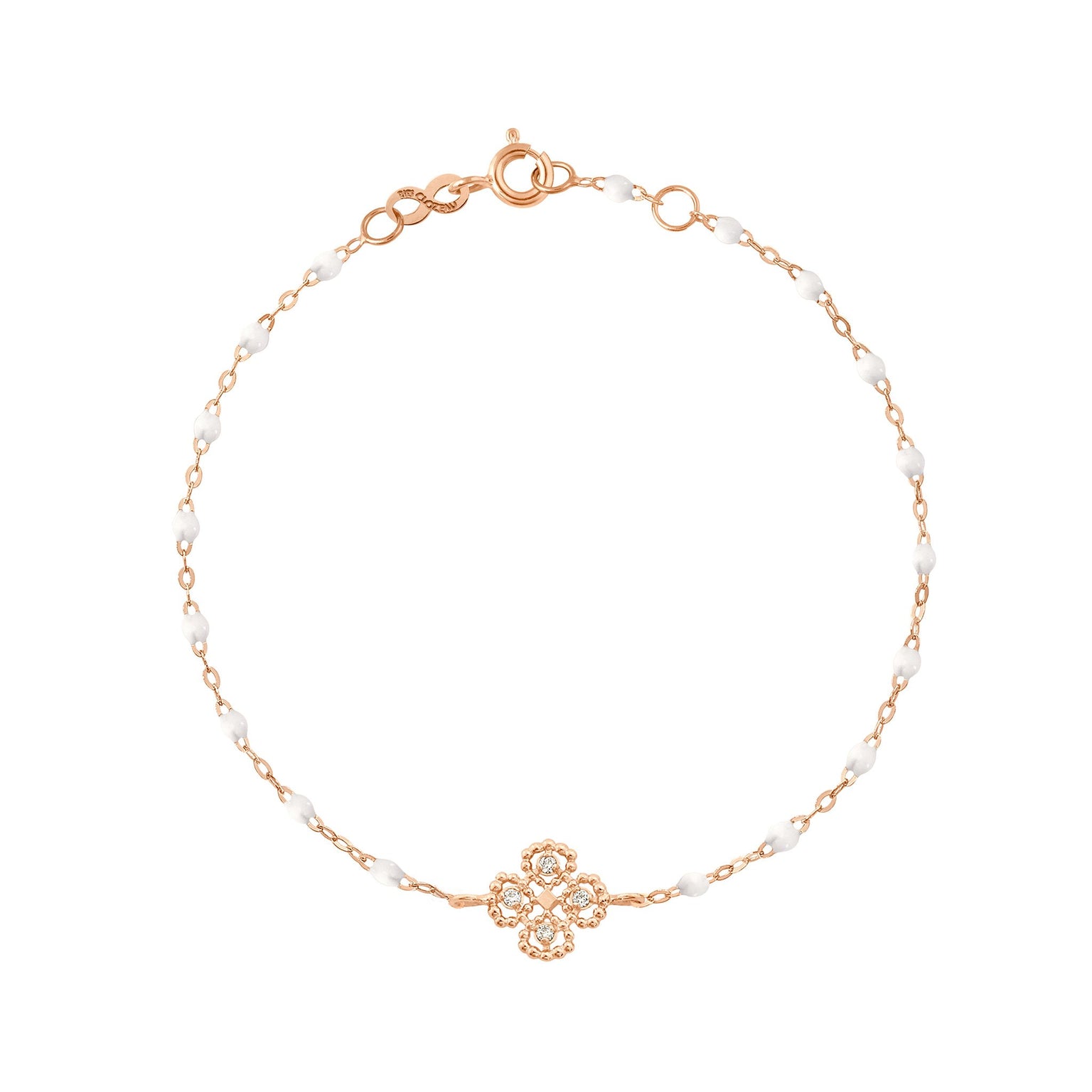 Gigi Clozeau - Lucky Clover Classic Gigi White diamond Bracelet, Rose Gold, 6.7"