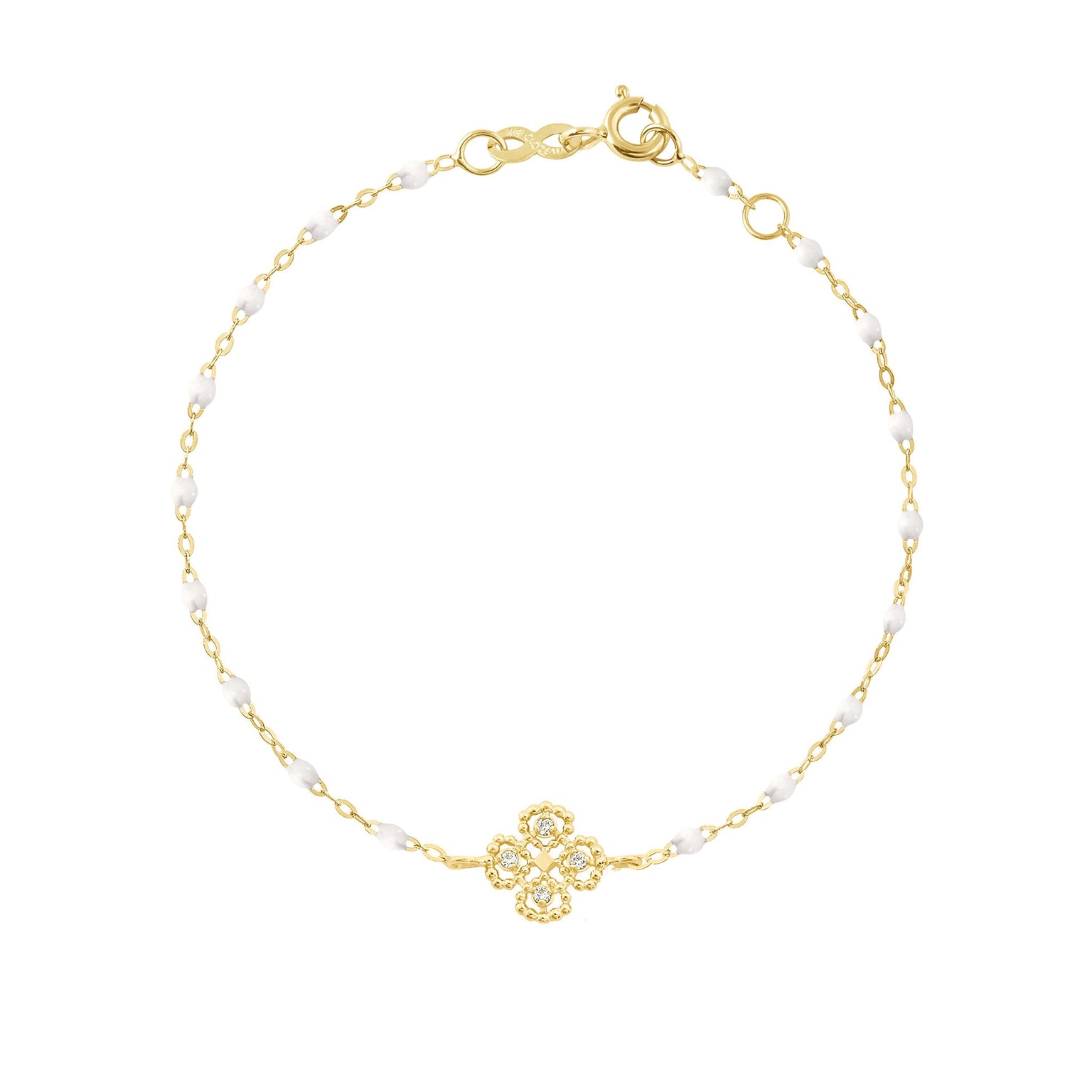 Gigi Clozeau - Lucky Clover Classic Gigi White diamond Bracelet, Yellow Gold, 6.7"