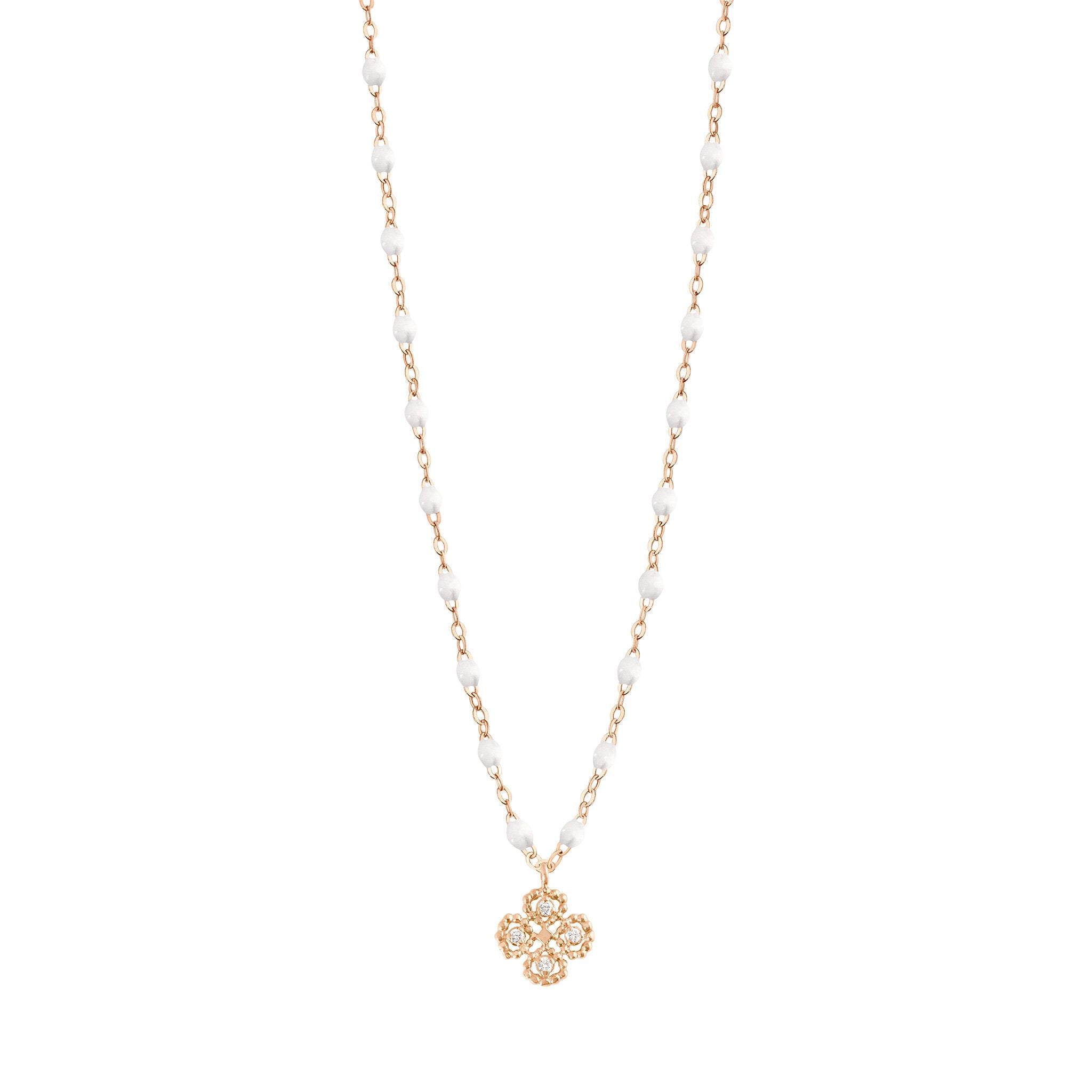 Gigi Clozeau - Lucky Clover Classic Gigi White diamond necklace, Rose Gold, 16.5"