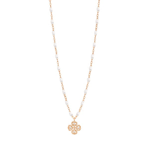 Gigi Clozeau - Lucky Clover Classic Gigi White diamond necklace, Rose Gold, 16.5"