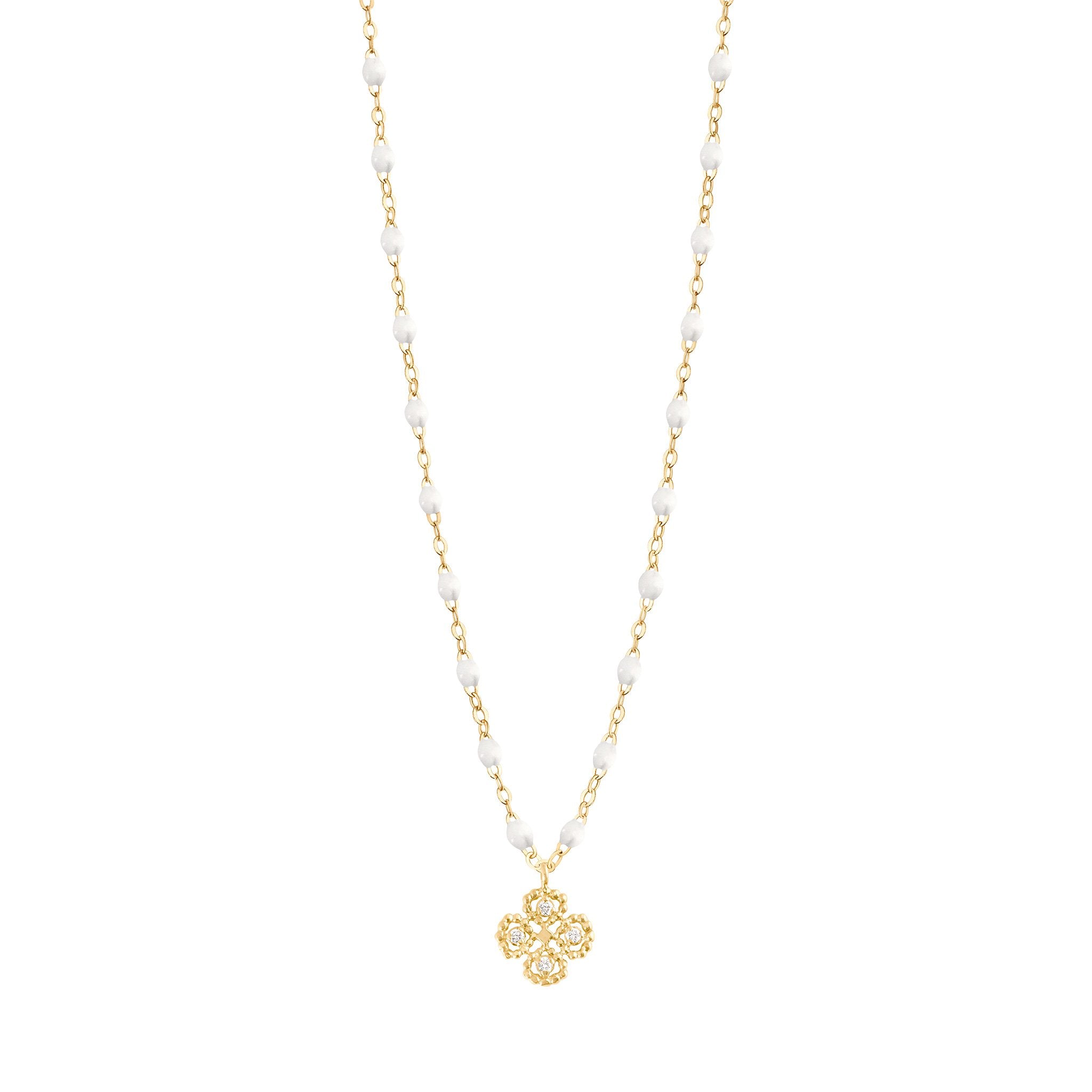 Gigi Clozeau - Lucky Clover Classic Gigi White diamond necklace, Yellow Gold, 16.5"