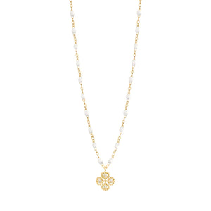 Gigi Clozeau - Lucky Clover Classic Gigi White diamond necklace, Yellow Gold, 16.5"