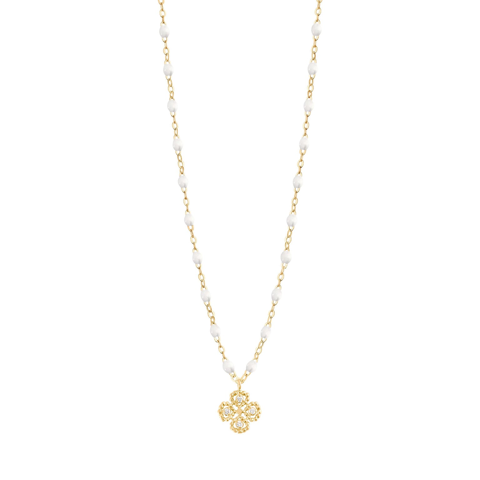 Clover Diamond Pendant with Gold Necklace