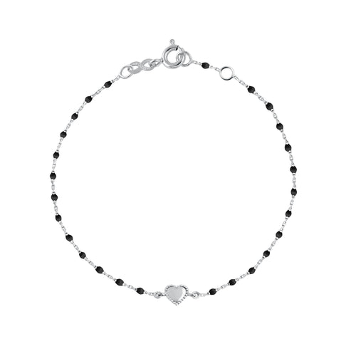 Gigi Clozeau - Lucky Heart Mini Gigi Black bracelet, White Gold, 6.7