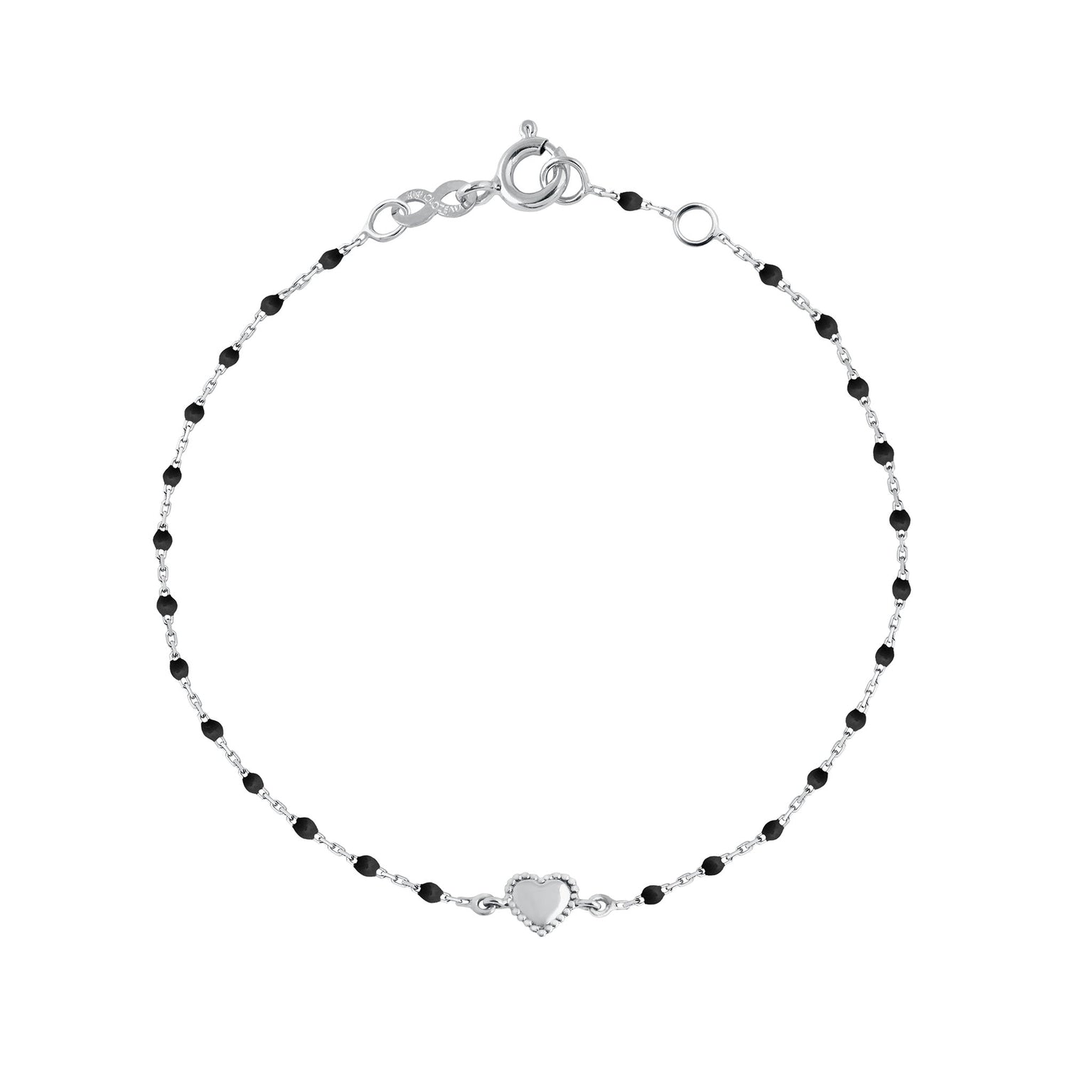 Gigi Clozeau - Lucky Heart Mini Gigi Black bracelet, White Gold, 6.7"