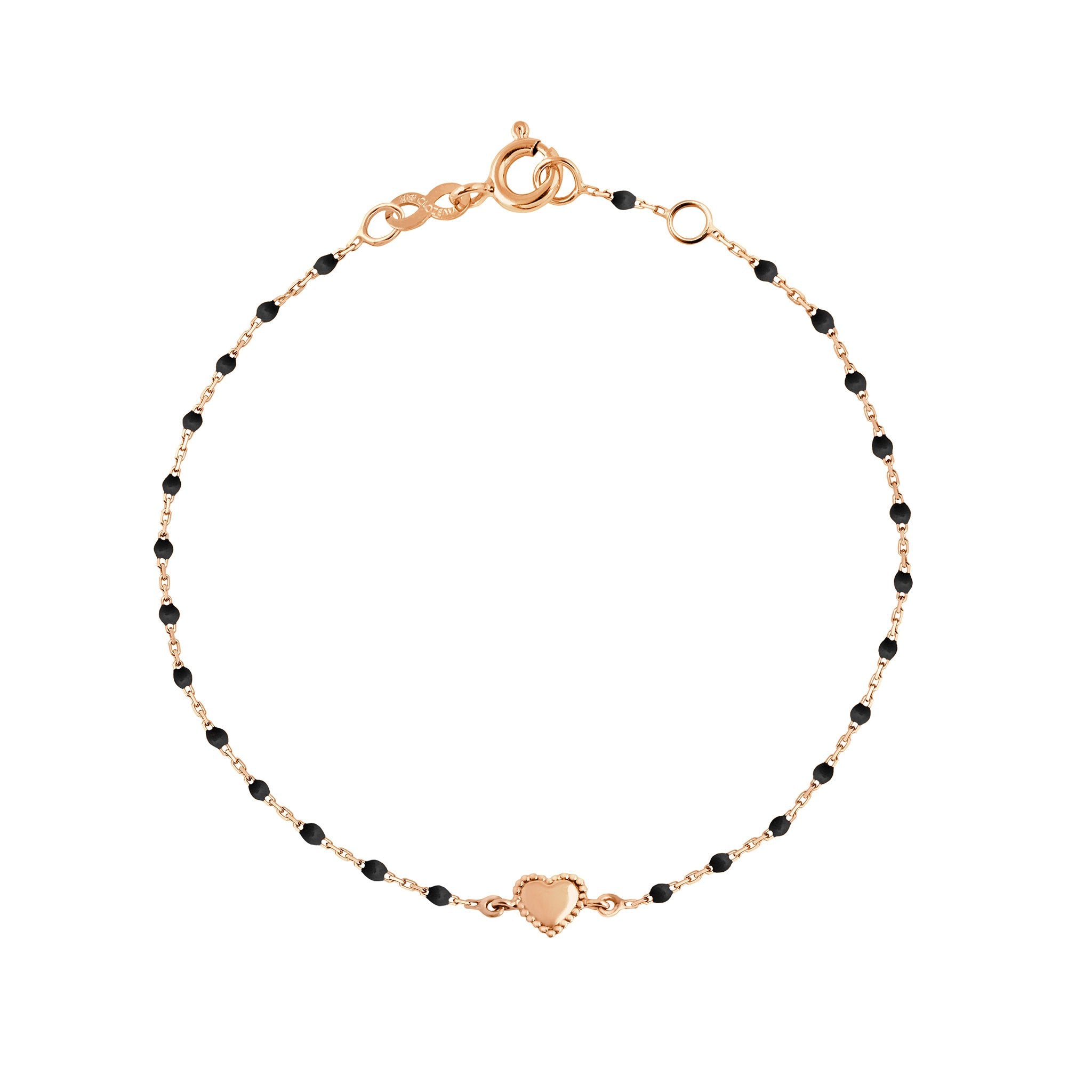 Gigi Clozeau - Lucky Heart Mini Gigi Black bracelet, Rose Gold, 6.7"