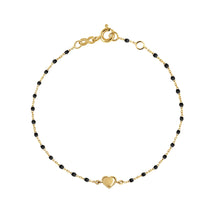 Gigi Clozeau - Lucky Heart Mini Gigi Black bracelet, Yellow Gold, 6.7"