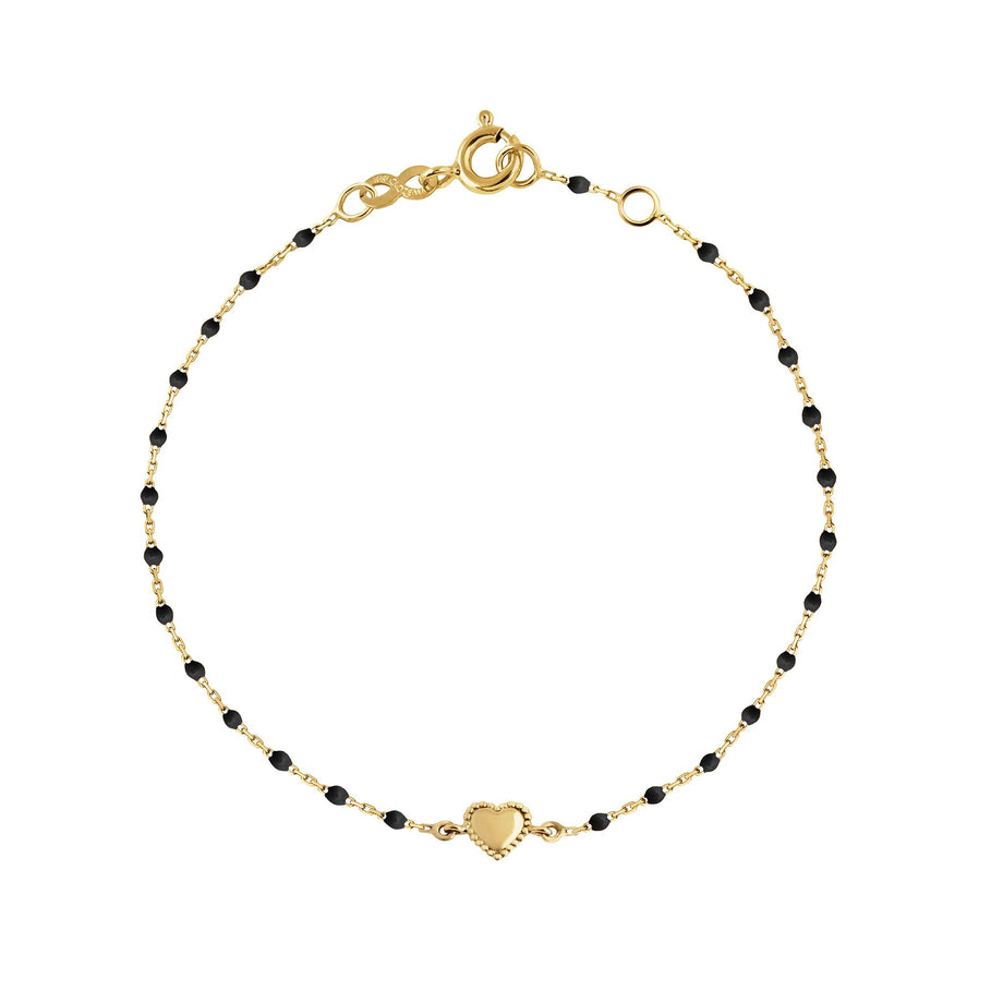 Gigi Clozeau - Lucky Heart Mini Gigi Black bracelet, Yellow Gold, 6.7