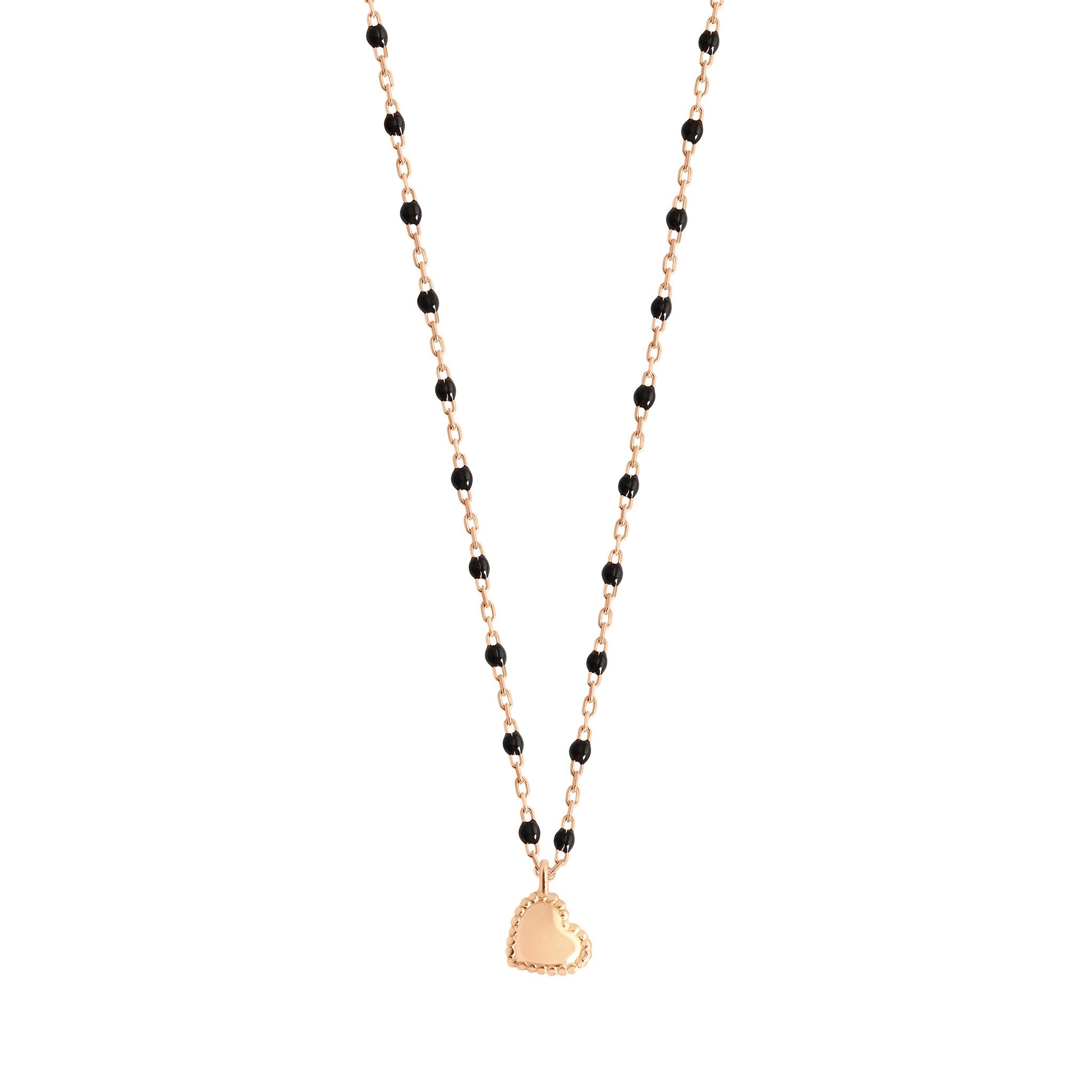 Gigi Clozeau - Lucky Heart Mini Gigi Black necklace, Rose Gold, 15.7"