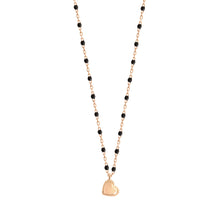 Gigi Clozeau - Lucky Heart Mini Gigi Black necklace, Rose Gold, 15.7"