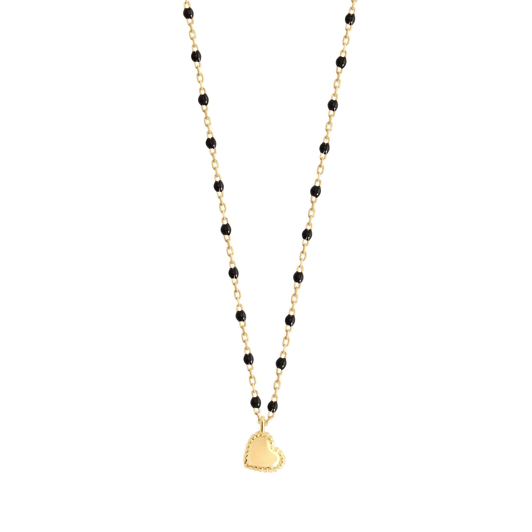 Gigi Clozeau - Lucky Heart Mini Gigi Black necklace, Yellow Gold, 15.7"