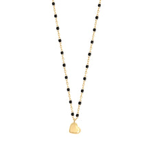 Gigi Clozeau - Lucky Heart Mini Gigi Black necklace, Yellow Gold, 15.7"
