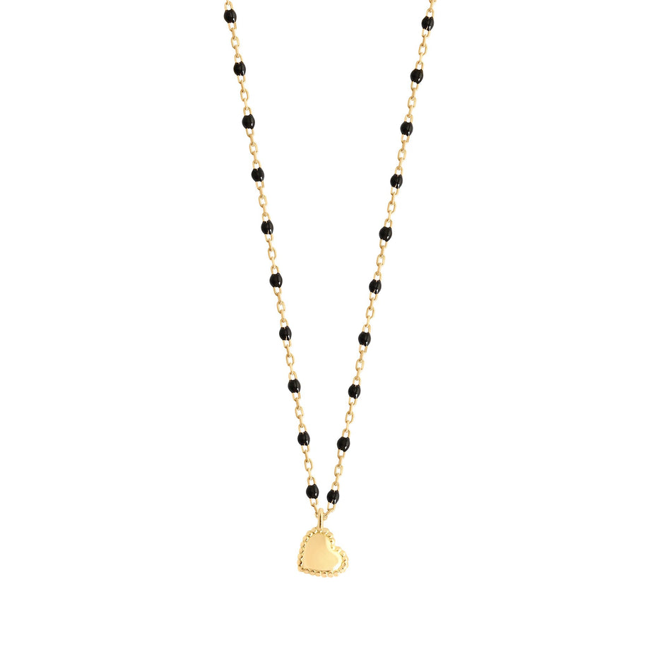 Gigi Clozeau - Lucky Heart Mini Gigi Black necklace, Yellow Gold, 15.7