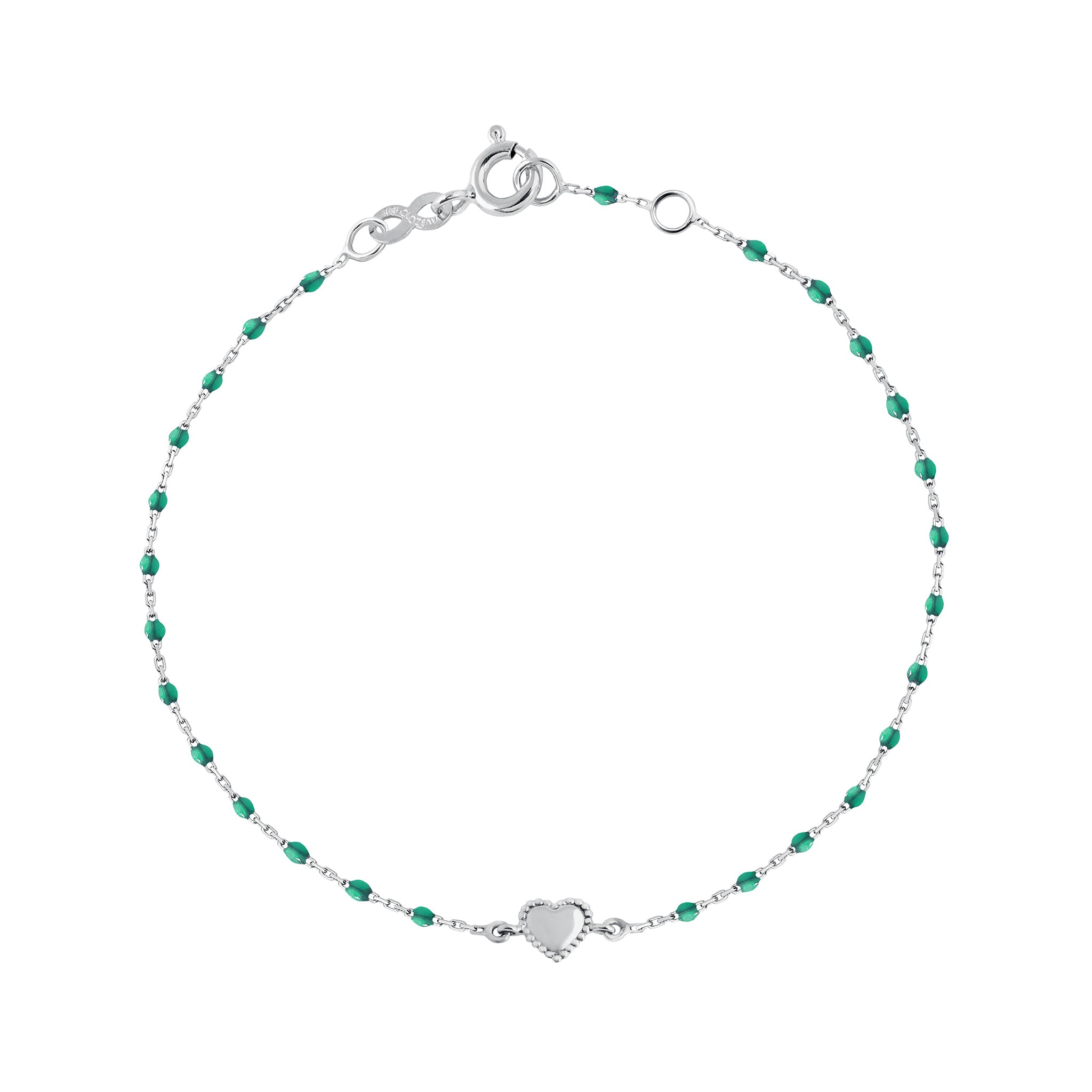 Gigi Clozeau - Lucky Heart Mini Gigi Emerald bracelet, White Gold, 6.7"