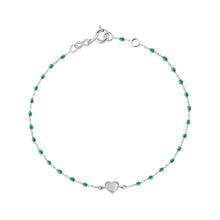 Gigi Clozeau - Lucky Heart Mini Gigi Emerald bracelet, White Gold, 6.7"