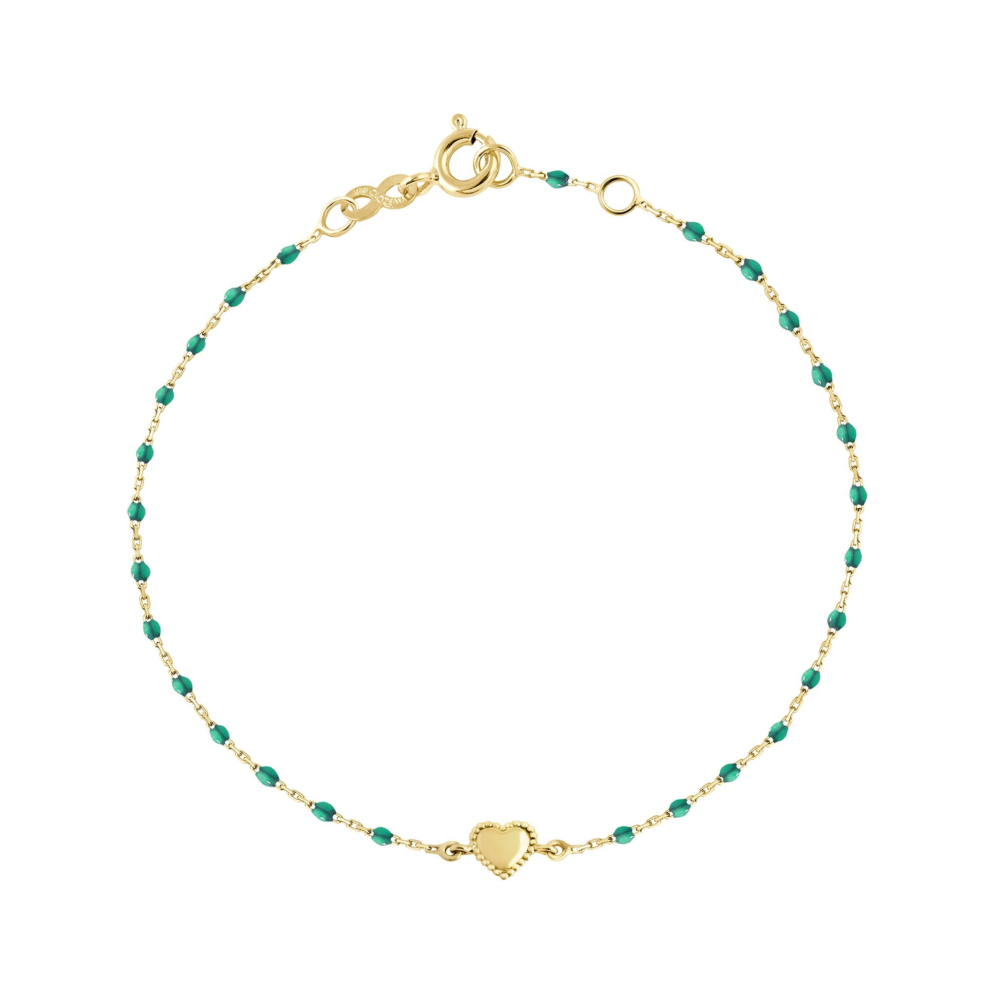 Gigi Clozeau - Lucky Heart Mini Gigi Emerald bracelet, Yellow Gold, 6.7"