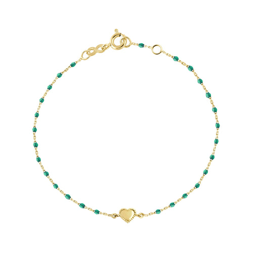 Gigi Clozeau - Lucky Heart Mini Gigi Emerald bracelet, Yellow Gold, 6.7