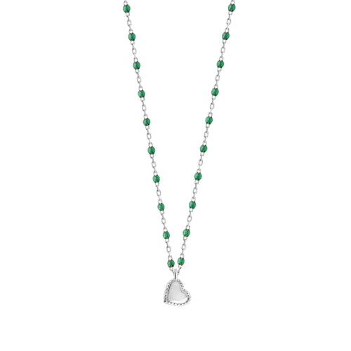 Gigi Clozeau - Lucky Heart Mini Gigi Emerald necklace, White Gold, 15.7