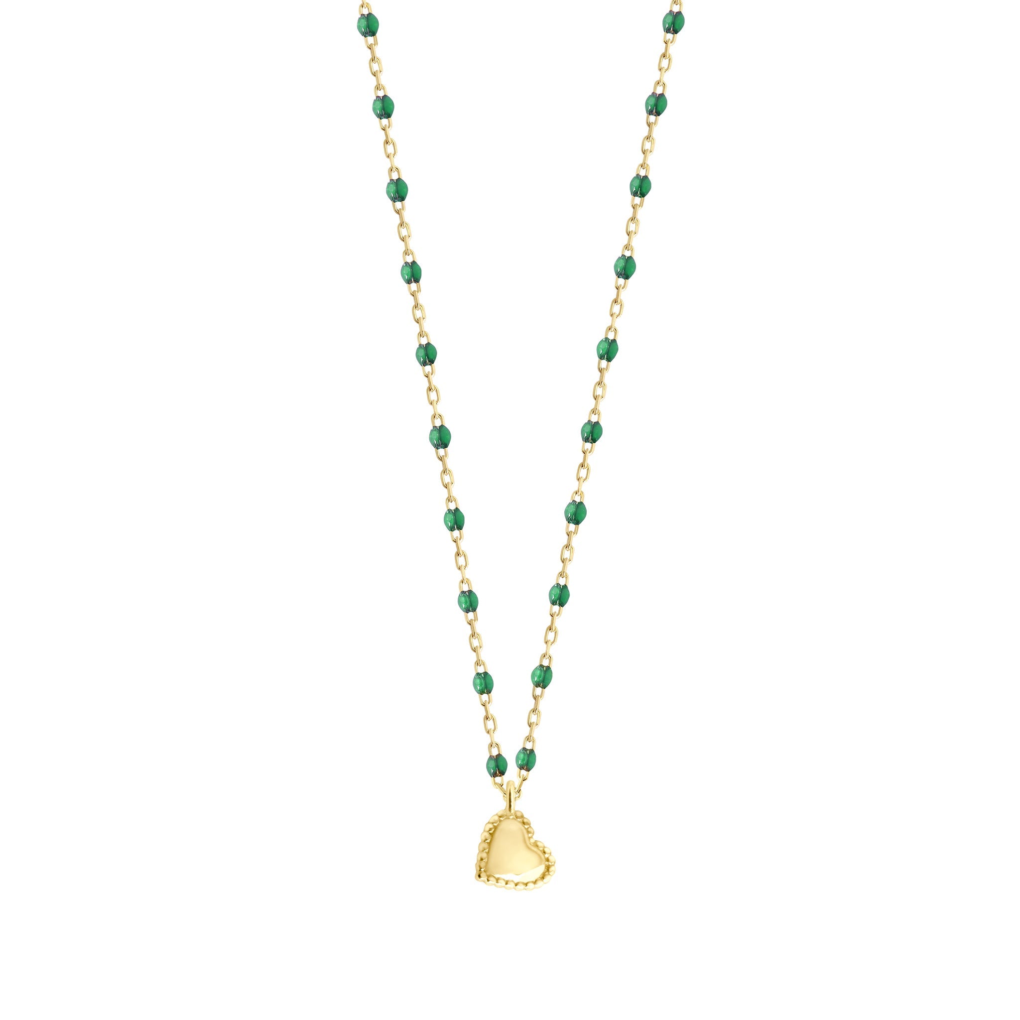 Gigi Clozeau - Lucky Heart Mini Gigi Emerald necklace, Yellow Gold, 15.7"