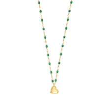 Gigi Clozeau - Lucky Heart Mini Gigi Emerald necklace, Yellow Gold, 15.7"