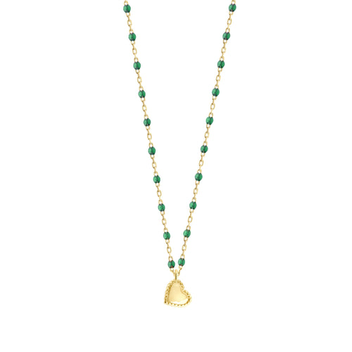 Gigi Clozeau - Lucky Heart Mini Gigi Emerald necklace, Yellow Gold, 15.7