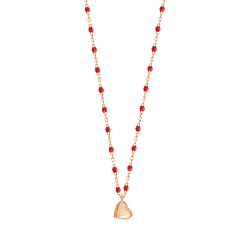 Gigi Clozeau - Lucky Heart Mini Gigi Poppy necklace, Rose Gold, 15.7