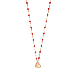 Gigi Clozeau - Lucky Heart Mini Gigi Poppy necklace, Rose Gold, 15.7"