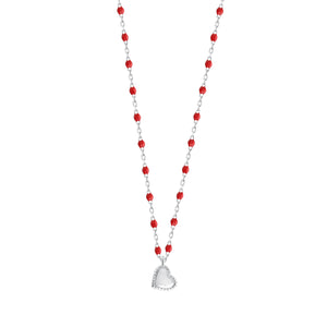 Gigi Clozeau - Lucky Heart Mini Gigi Poppy necklace, White Gold, 15.7"