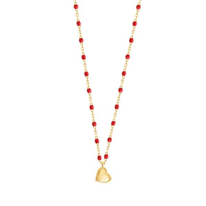 Gigi Clozeau - Lucky Heart Mini Gigi Poppy necklace, Yellow Gold, 15.7"