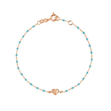 Gigi Clozeau - Lucky Heart Mini Gigi Turquoise bracelet, Rose Gold, 6.7"
