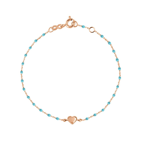Gigi Clozeau - Lucky Heart Mini Gigi Turquoise bracelet, Rose Gold, 6.7