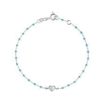 Gigi Clozeau - Lucky Heart Mini Gigi Turquoise bracelet, White Gold, 6.7"