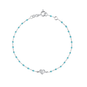 Gigi Clozeau - Lucky Heart Mini Gigi Turquoise bracelet, White Gold, 6.7"