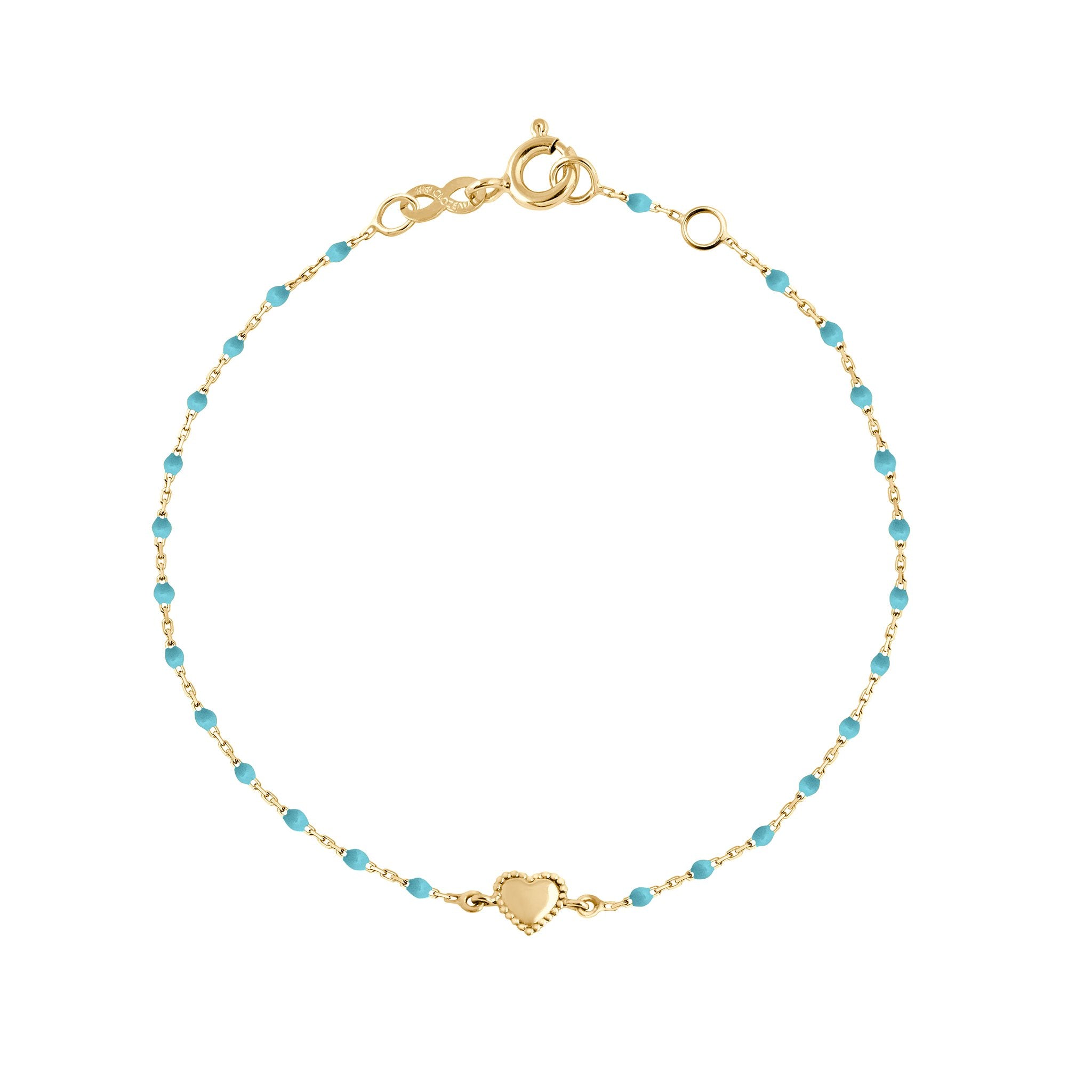 Gigi Clozeau - Lucky Heart Mini Gigi Turquoise bracelet, Yellow Gold, 6.7"