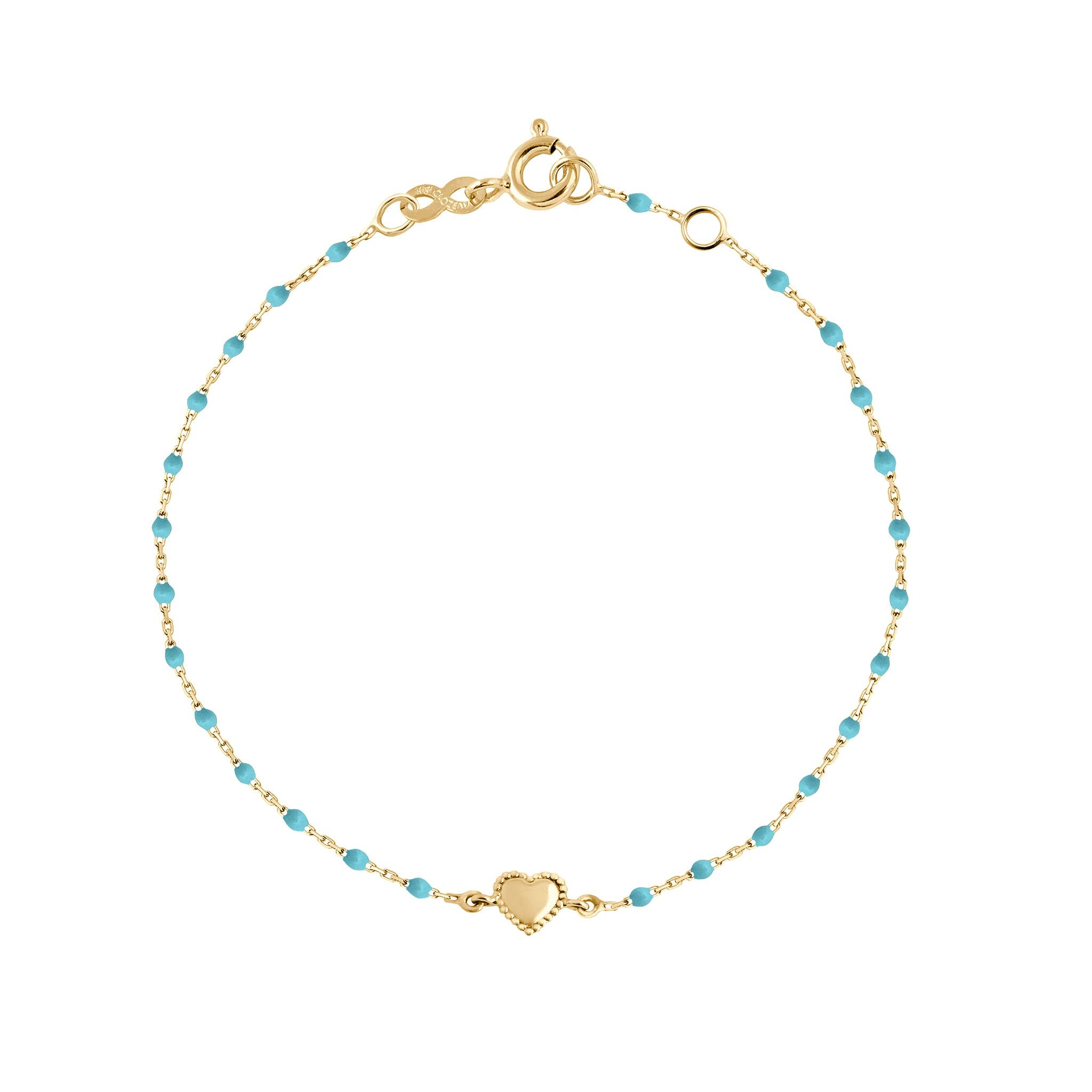 Gigi Clozeau - Lucky Heart Mini Gigi Turquoise bracelet, Yellow Gold, 6.7"