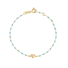 Gigi Clozeau - Lucky Heart Mini Gigi Turquoise bracelet, Yellow Gold, 6.7"