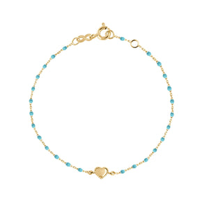 Gigi Clozeau - Lucky Heart Mini Gigi Turquoise bracelet, Yellow Gold, 6.7"