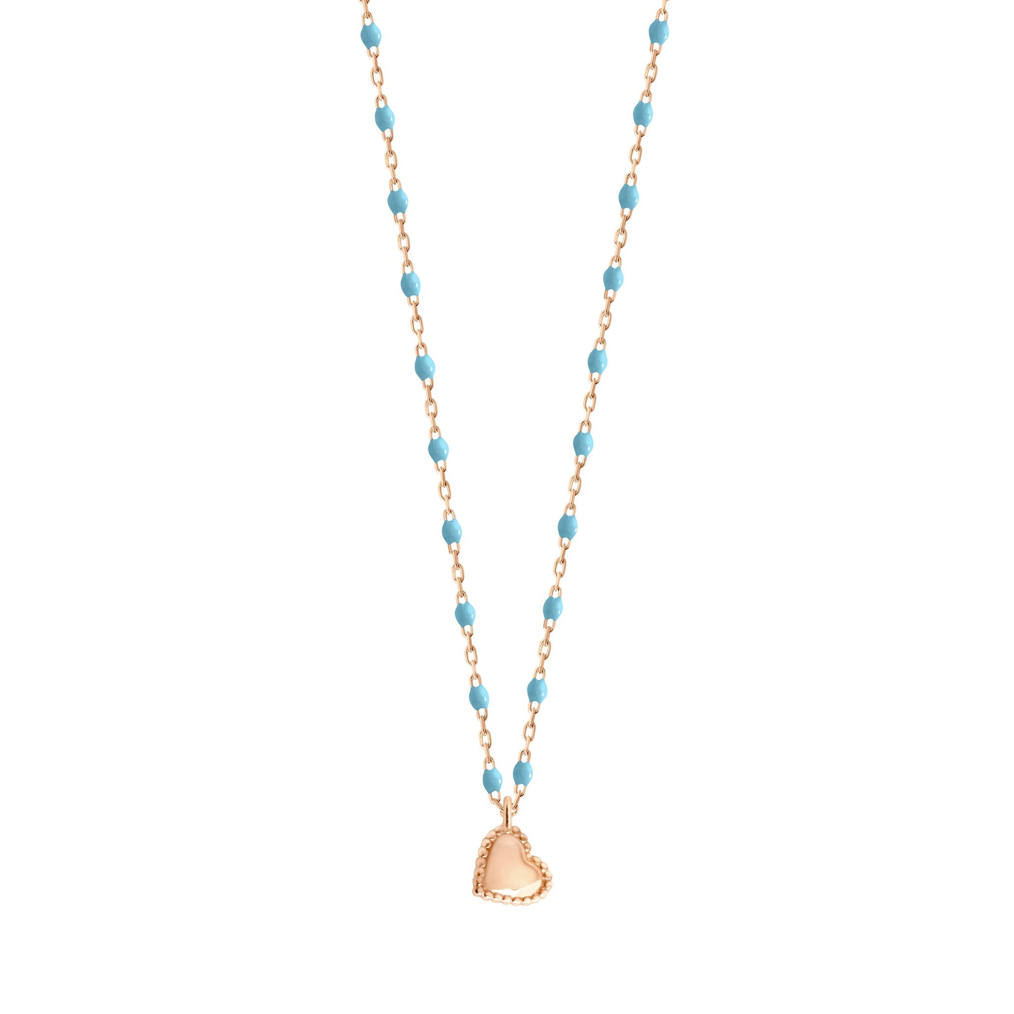Gigi Clozeau - Lucky Heart Mini Gigi Turquoise necklace, Rose Gold, 15.7"