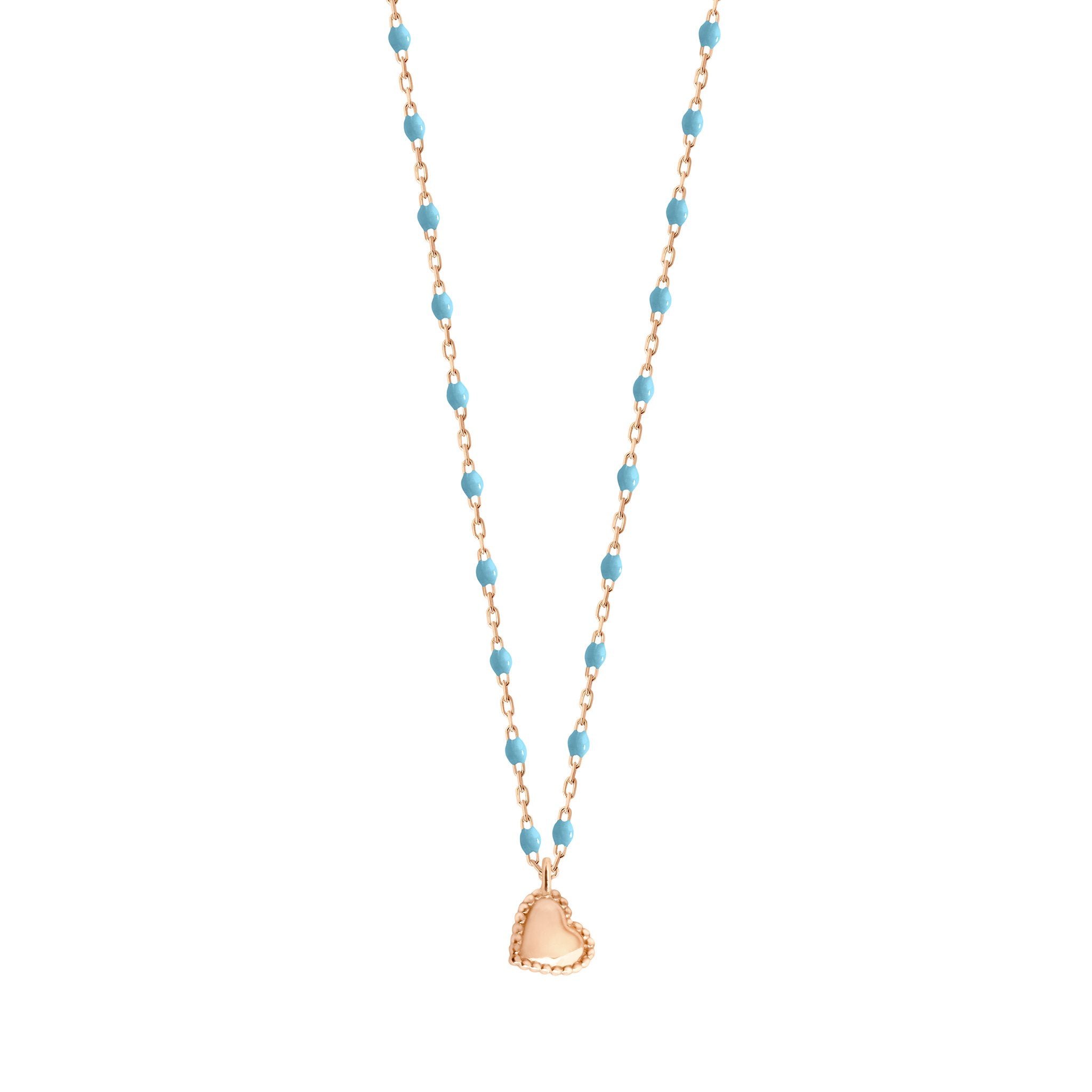 Lucky Heart Mini Gigi Turquoise necklace, Rose Gold, 15.7