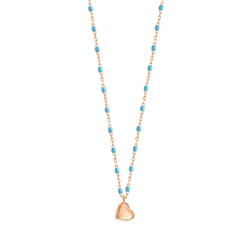 Gigi Clozeau - Lucky Heart Mini Gigi Turquoise necklace, Rose Gold, 15.7