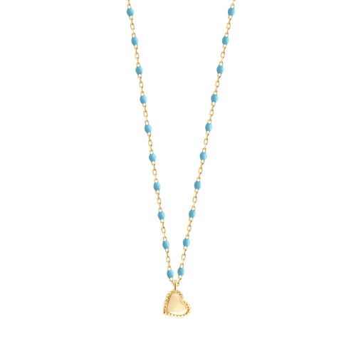 Gigi Clozeau - Lucky Heart Mini Gigi Turquoise necklace, Yellow Gold, 15.7