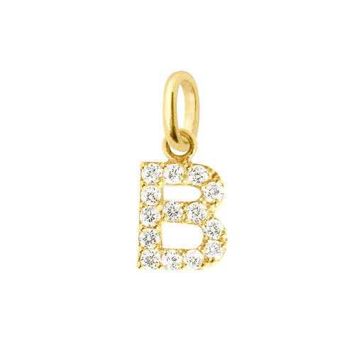 Gigi Clozeau - Lucky Letter B Diamond Pendant, Yellow Gold