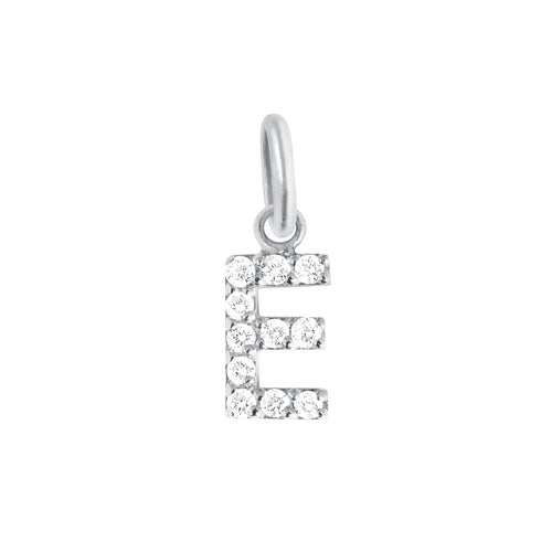 Gigi Clozeau - Lucky Letter E Diamond Pendant, White Gold