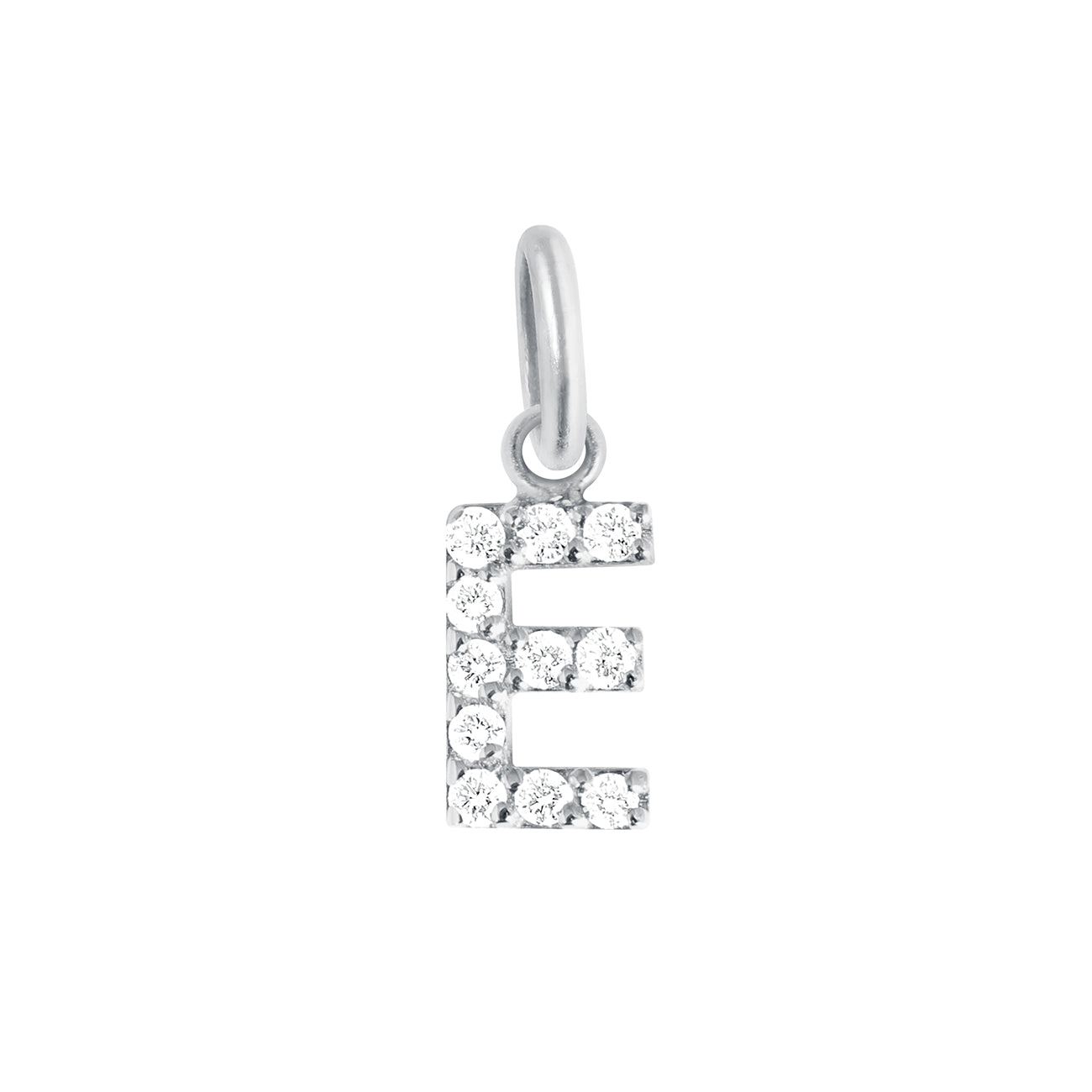 Gigi Clozeau - Lucky Letter E Diamond Pendant, White Gold