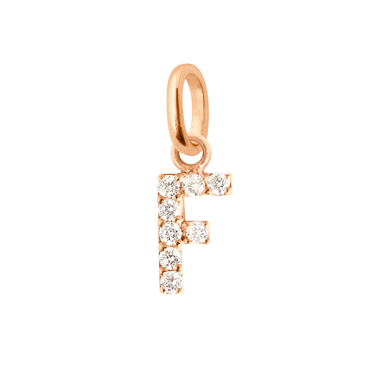 Gigi Clozeau - Lucky Letter F Diamond Pendant, Rose Gold