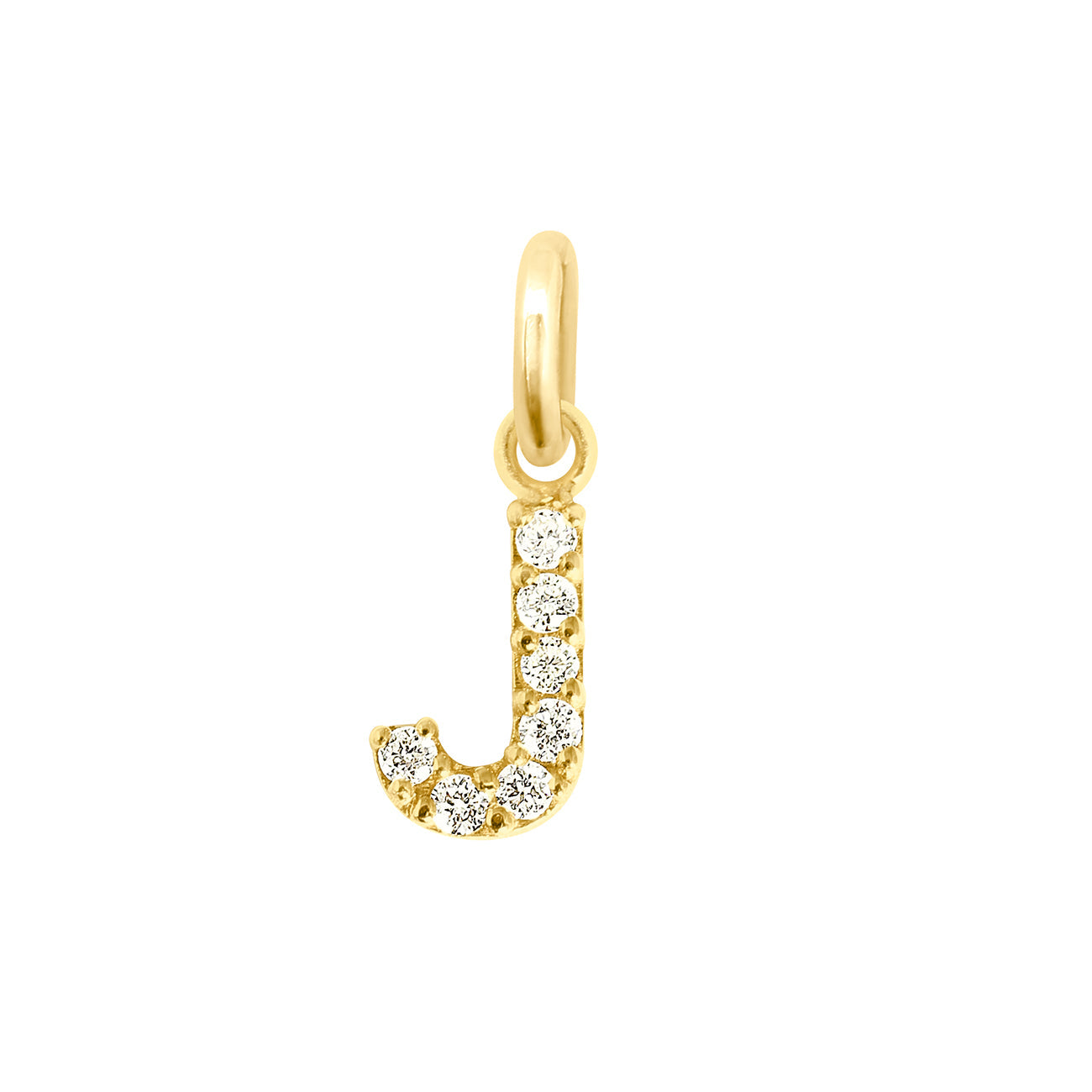 Gigi Clozeau - Lucky Letter J Diamond Pendant, Yellow Gold
